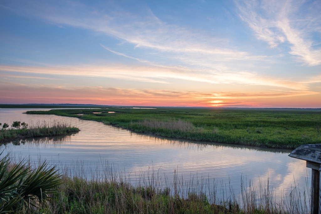Mississippi Gulf Coast Salt Marsh Sunset with Reflective Waterways and Coastal Grasses.jpg