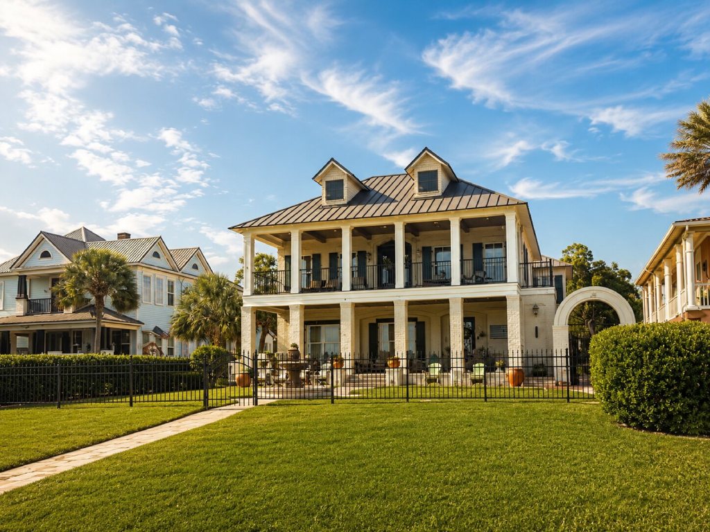 sunny coastal neighboorhood with southern charm